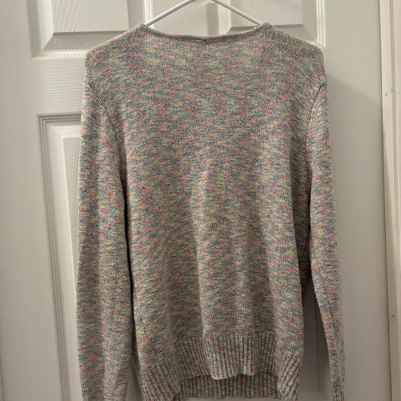 Great Northwest Clothing Company Pastel Speckled V-Neck Cable Trim Sweater - Picture 5 of 5